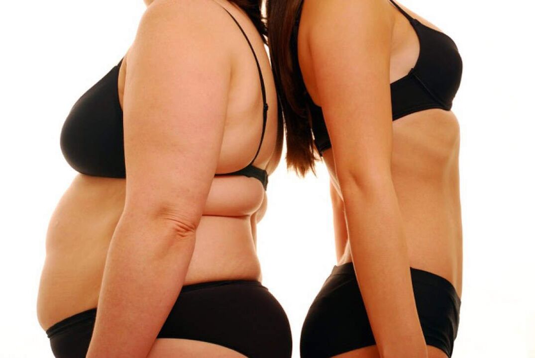 pred in po izgubi teže